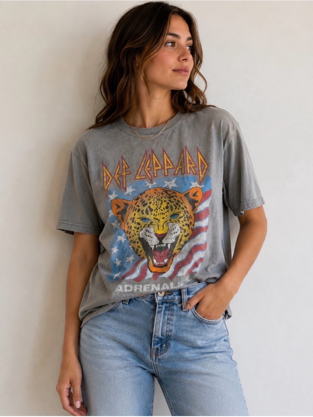 Zara Def Leppard Adrenalize Tour Leopard Graphic Band Tee Size Medium